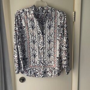 Chico's Floral Button Down Shirt in Black and Pink